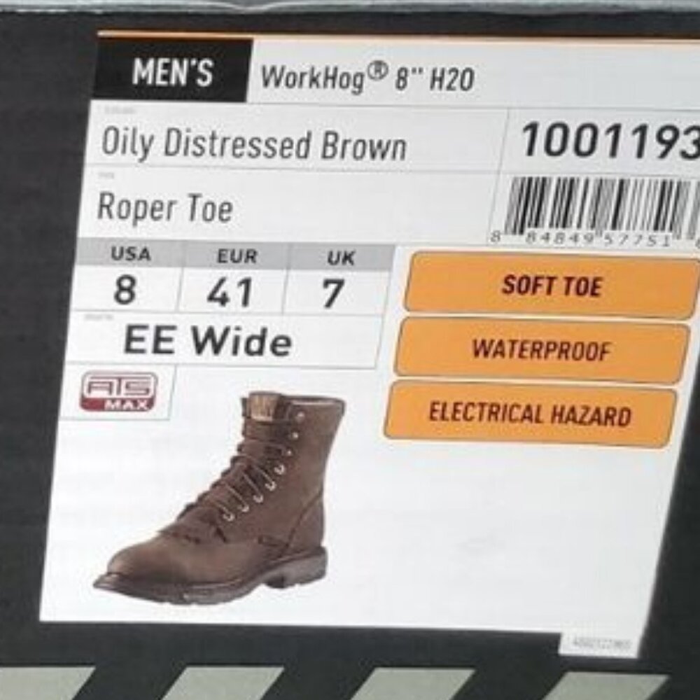 Ariat WorkHog 8 EE Waterproof Soft Toe Work Boots 10011939 $215 Brown Mens - Picture 13 of 13